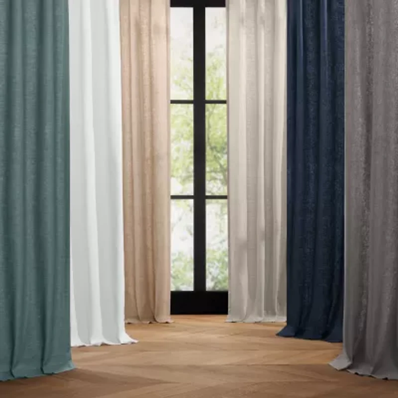 Fieldcrest Luxury Alden Linen Rod Pocket Back Tab Light-Filtering Single Curtain Panel
