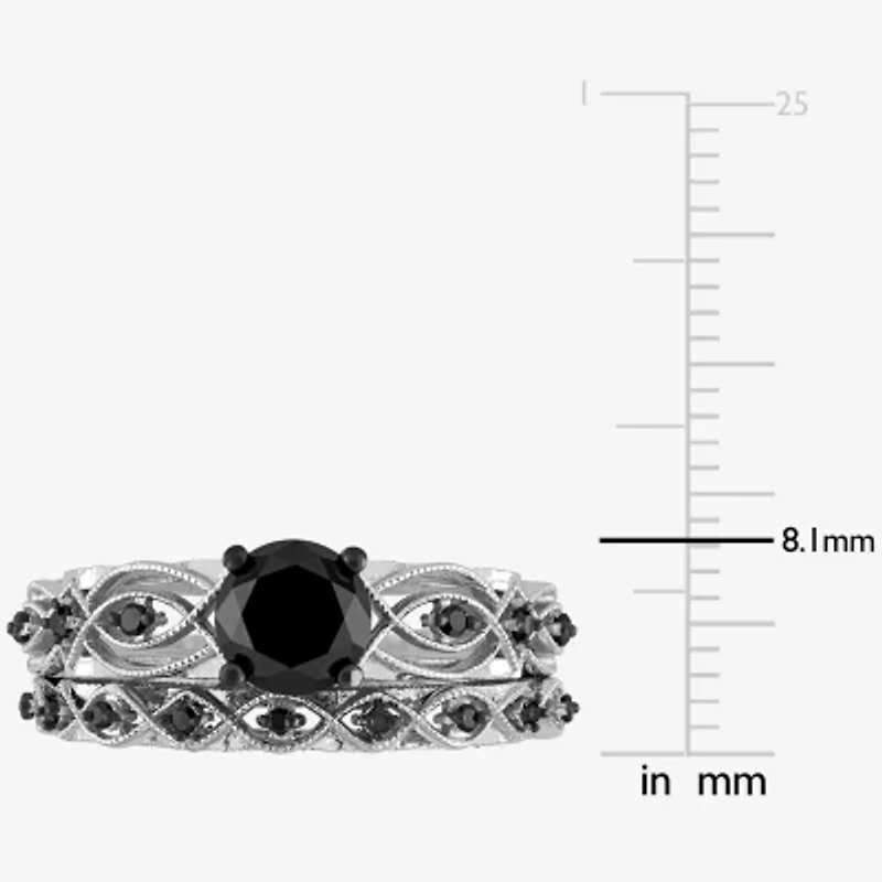 Midnight Black Diamond 1 3/8 CT.T.W. Color-Enhanced 10K White Gold Bridal Set