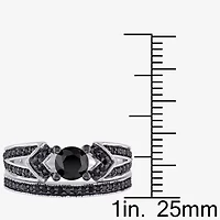 Midnight Black Diamond 1 CT.T.W. Color-Enhanced Sterling Silver Bridal Set