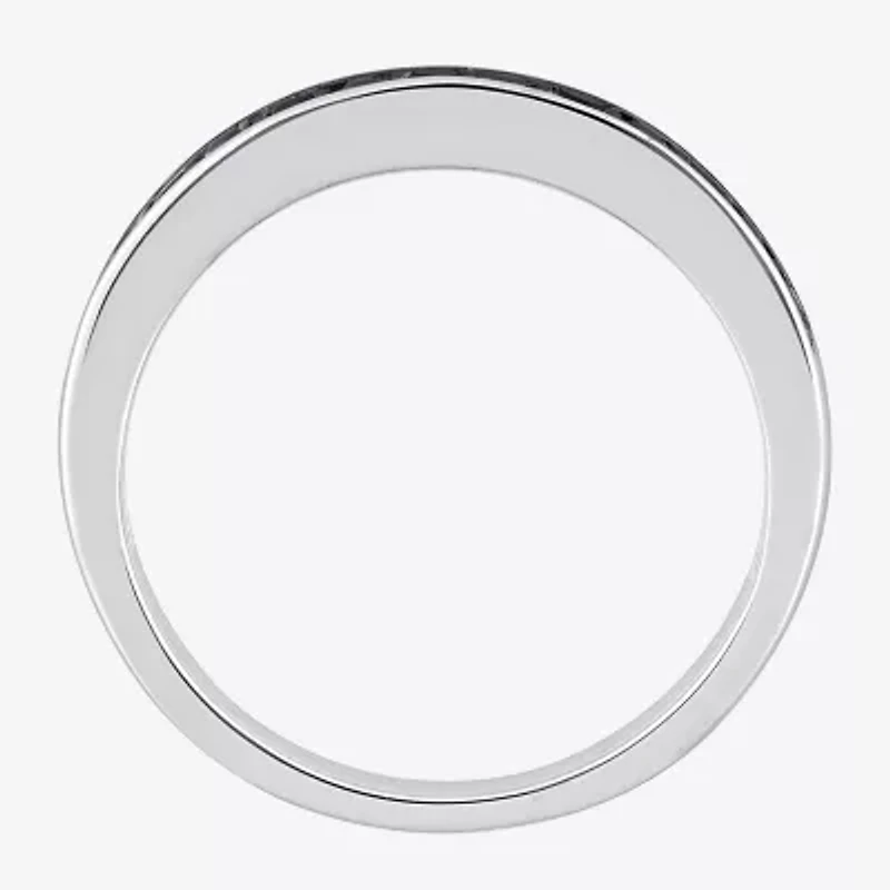 Midnight Black Womens 2MM 1/10 CT. T.W. Natural Diamond Sterling Silver Wedding Band