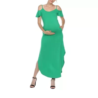 White Mark Womens Short Sleeve Maternity Maxi Dress