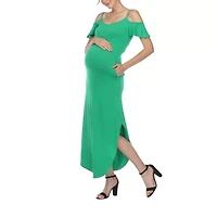 White Mark Womens Maternity Short Sleeve Maxi Dress