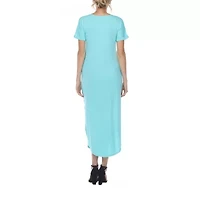White Mark Womens Short Sleeve Midi T-Shirt Dress Maternity