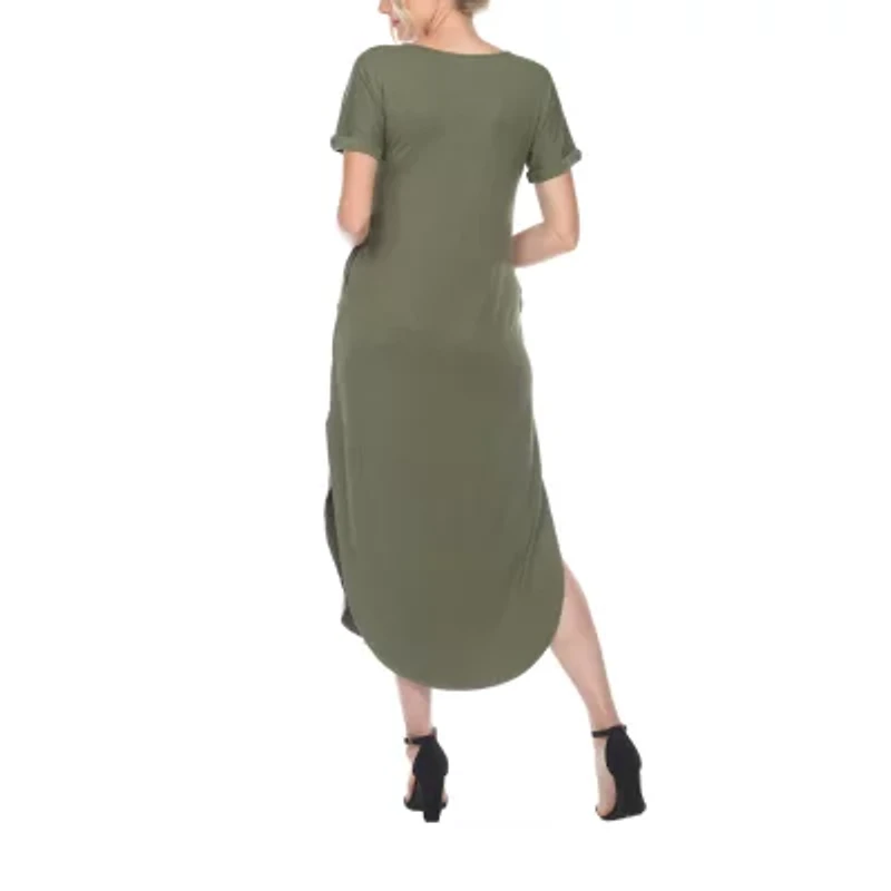 White Mark Womens Maternity Short Sleeve Midi T-Shirt Dress