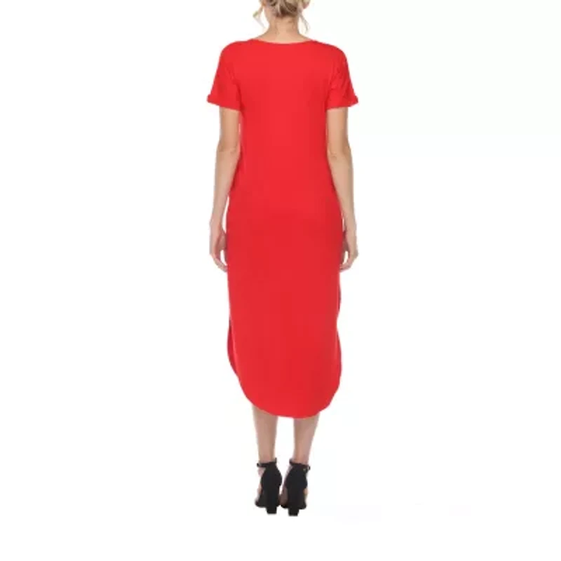 White Mark Womens Maternity Short Sleeve Midi T-Shirt Dress
