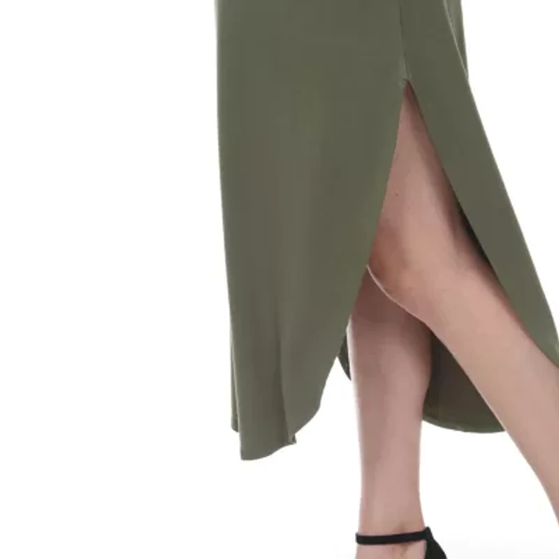 White Mark Womens Maternity Short Sleeve Midi T-Shirt Dress