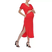 White Mark Womens Maternity Short Sleeve Midi T-Shirt Dress