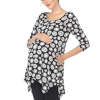 White Mark Maternity Womens Round Neck 3/4 Sleeve Tunic Top
