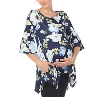 White Mark Maternity Womens Boat Neck 3/4 Sleeve Tunic Top