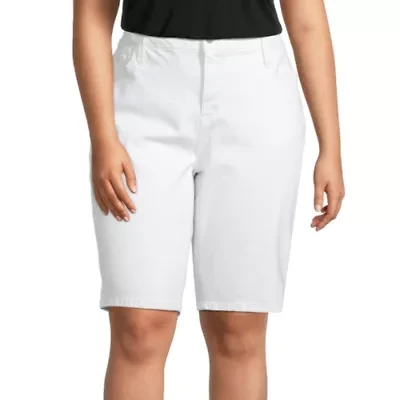 Liz Claiborne Womens 11" Mid Rise - Plus Bermuda Short