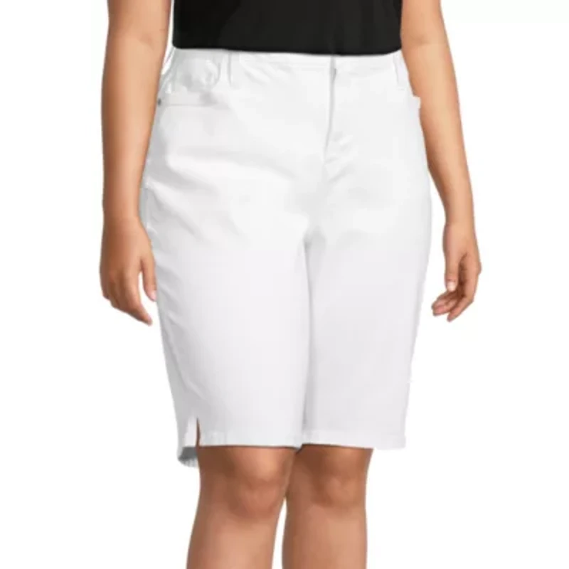 Liz Claiborne Womens 11" Mid Rise Plus Bermuda Short