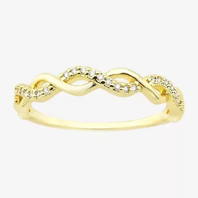 Sparkle Allure Wavy Womens Cubic Zirconia 14K Gold Over Brass Infinity Delicate Band