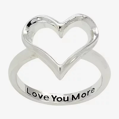 Sparkle Allure Love Womens 3MM Pure Silver Over Brass Heart Delicate Band