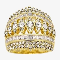 Sparkle Allure Dome Womens Cubic Zirconia 14K Gold Over Brass Cocktail Ring