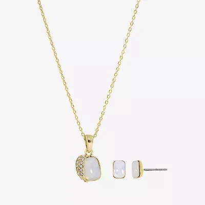 Sparkle Allure Womens White Crystal 14K Gold Over Brass 2-pc. Jewelry Set