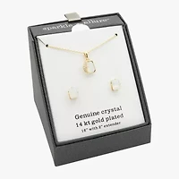Sparkle Allure Womens White Crystal 14K Gold Over Brass 2-pc. Jewelry Set