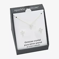Sparkle Allure Womens Crystal Pure Silver Over Brass Cross 2-pc. Jewelry Set