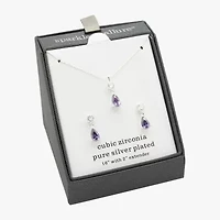 Sparkle Allure Womens Purple Cubic Zirconia Pure Silver Over Brass Pear 2-pc. Jewelry Set