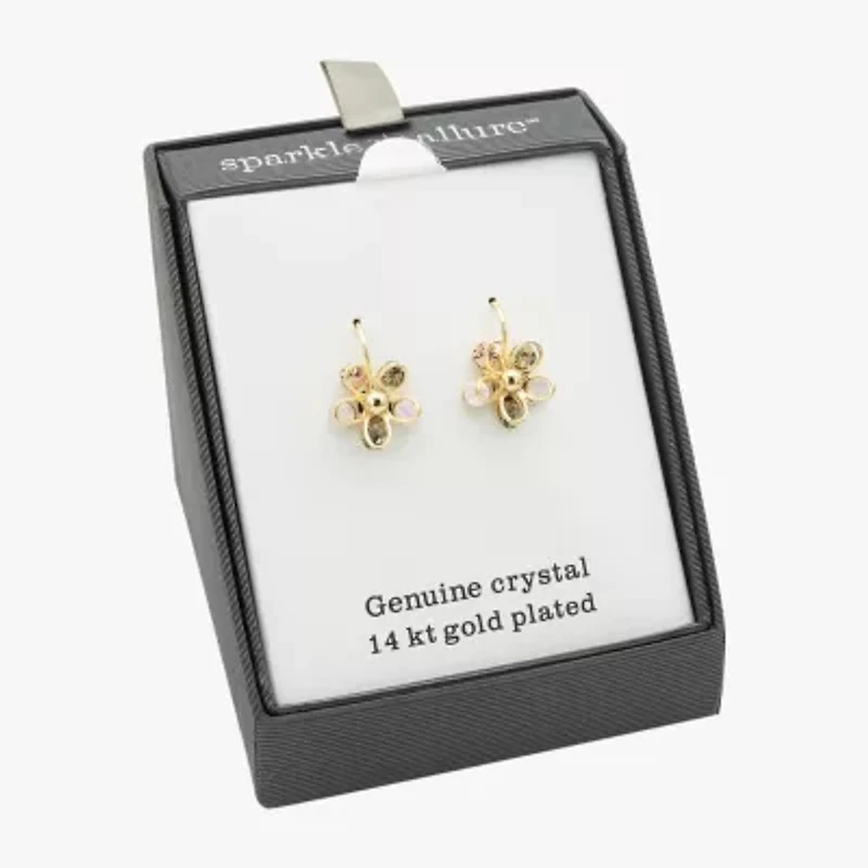 Sparkle Allure Womens Multi Color Crystal 14K Gold Over Brass Flower Drop Earrings