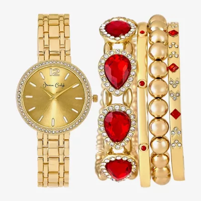 Womens Crystal Accent Gold Tone 5-pc. Watch Boxed Set A1306g-42-A27