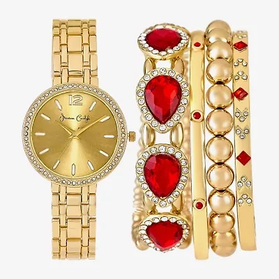 Womens Crystal Accent Gold Tone 5-pc. Watch Boxed Set A1306g-42-A27