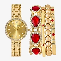 Womens Crystal Accent Gold Tone 5-pc. Watch Boxed Set A1306g-42-A27