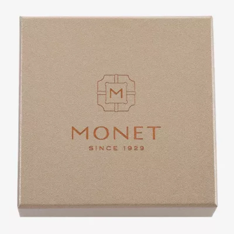 Monet Jewelry Gold Tone Initial Charm Necklace & Stud Earring Womens Glass Oval 2-pc. Set