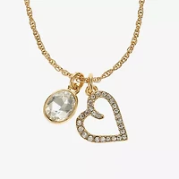 Monet Jewelry Gold Tone Initial Charm Necklace & Stud Earring Womens Glass Oval 2-pc. Set