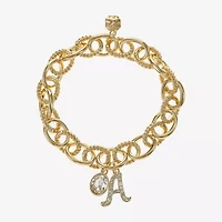 Monet Jewelry Gold Tone Initial Stretch Womens Glass Oval Charm Bracelet