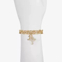Monet Jewelry Gold Tone Initial Stretch Womens Glass Oval Charm Bracelet