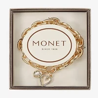 Monet Jewelry Gold Tone Initial Stretch Womens Glass Oval Charm Bracelet