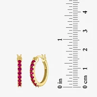 Womens Lab Created Red Ruby 14K Gold Over Silver 16mm Hoop Earrings
