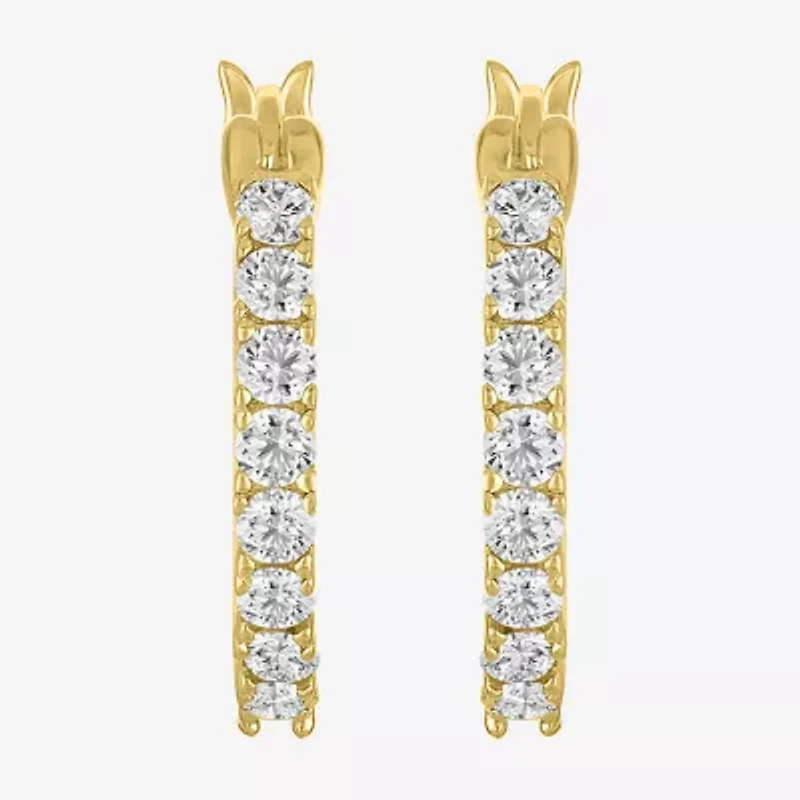Womens Lab Created White Sapphire 14K Gold Over Silver 16mm Hoop Earrings