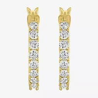 Womens Lab Created White Sapphire 14K Gold Over Silver 16mm Hoop Earrings