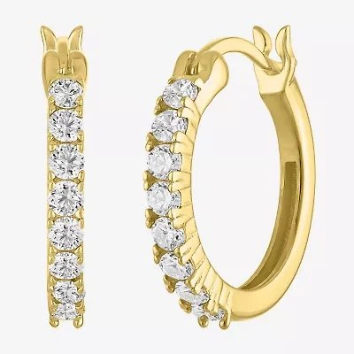 Womens Lab Created White Sapphire 14K Gold Over Silver 16mm Hoop Earrings