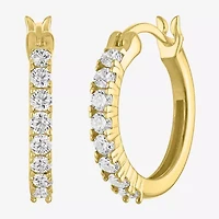Womens Lab Created White Sapphire 14K Gold Over Silver 16mm Hoop Earrings