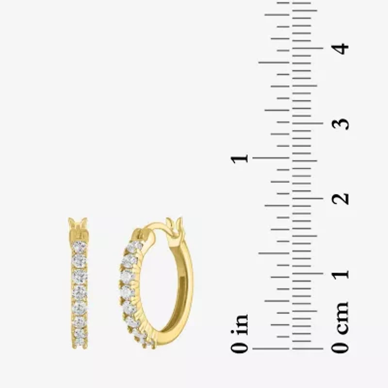 Womens Lab Created White Sapphire 14K Gold Over Silver 16mm Hoop Earrings