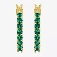 Womens Lab Created Green Emerald 14K Gold Over Silver 16mm Hoop Earrings
