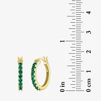Womens Lab Created Green Emerald 14K Gold Over Silver 16mm Hoop Earrings