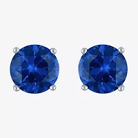 Lab Created Blue Sapphire Sterling Silver 7mm Round Stud Earrings