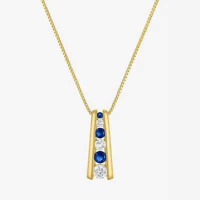 Womens Lab Created Blue Sapphire 14K Gold Over Silver 18 Inch Pendant Necklace