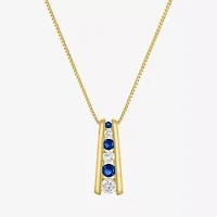Womens Lab Created Blue Sapphire 14K Gold Over Silver 18 Inch Pendant Necklace