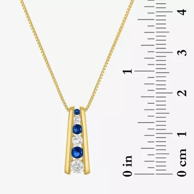 Womens Lab Created Blue Sapphire 14K Gold Over Silver 18 Inch Pendant Necklace