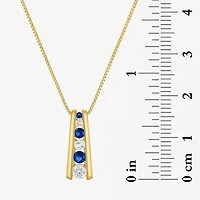 Womens Lab Created Blue Sapphire 14K Gold Over Silver 18 Inch Pendant Necklace