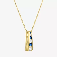 Womens Lab Created Blue Sapphire 14K Gold Over Silver 18 Inch Pendant Necklace