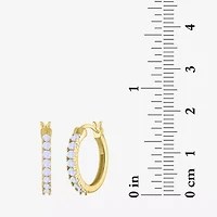 Womens Lab Created White Opal 14K Gold Over Silver 16mm Hoop Earrings