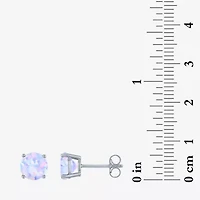 Lab Created White Opal Sterling Silver 7mm Round Stud Earrings