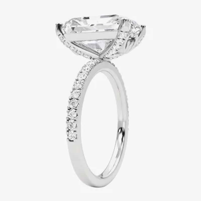 Grown Gorgeous (F,Vs2) Womens 4 7/8 Ct. T.W. Lab White Diamond 14K Gold Rectangular Side Stone Engagement Ring