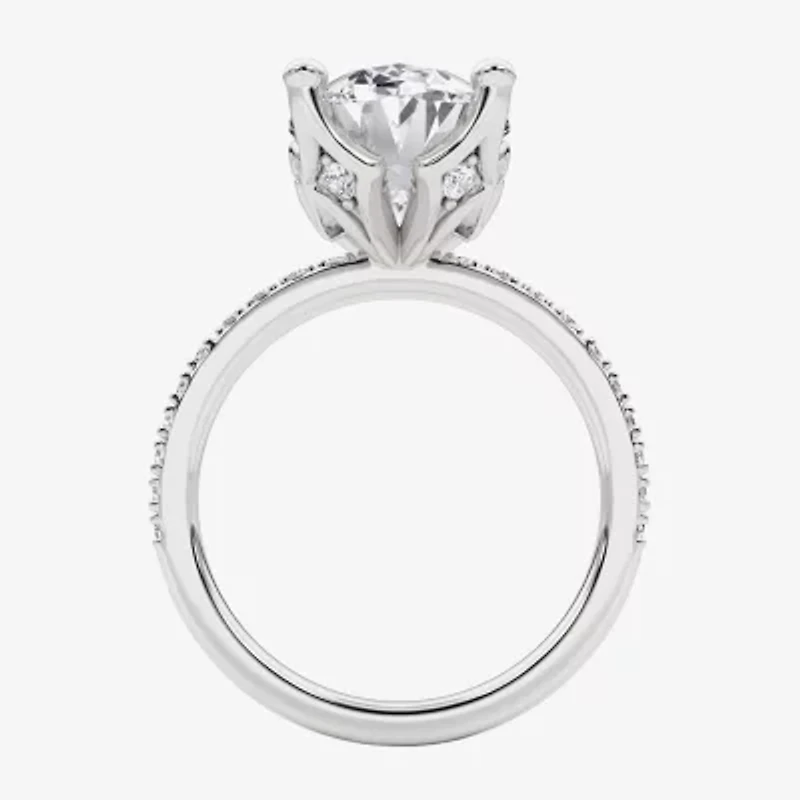 Grown Gorgeous (F, Vs2) Womens 4 7/8 Ct. T.W. Lab White Diamond 14K Gold or Platinum Oval Side Stone Engagement Ring