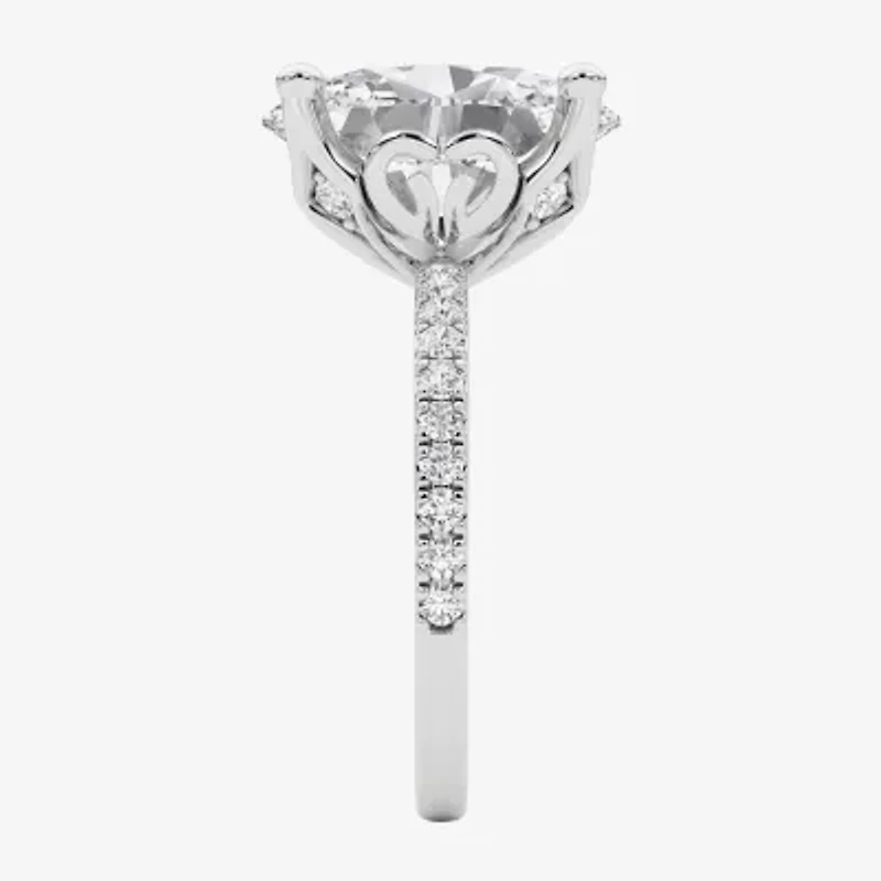 Grown Gorgeous (F, Vs2) Womens 4 7/8 Ct. T.W. Lab White Diamond 14K Gold or Platinum Oval Side Stone Engagement Ring